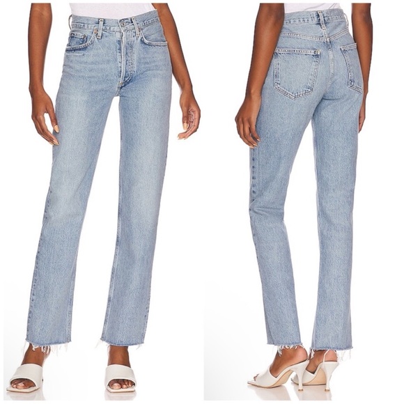 AGOLDE Lana Mid-Rise Straight Jeans Sway Wash Size 26 Button Fly - Picture 1 of 10